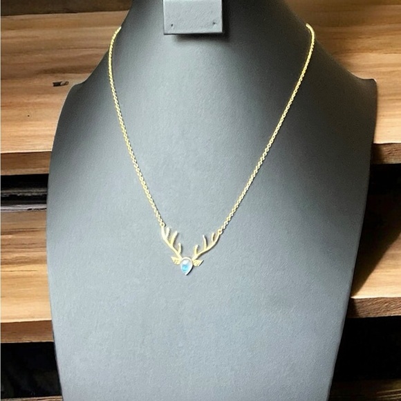 Moonstone Deer Head Necklace - Picture 2 of 6